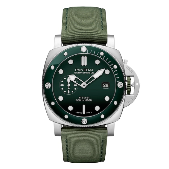 Panerai Submersible Quarantaquattro Verde Smeraldo Men’s Khaki Green Dial & Fabric Watch