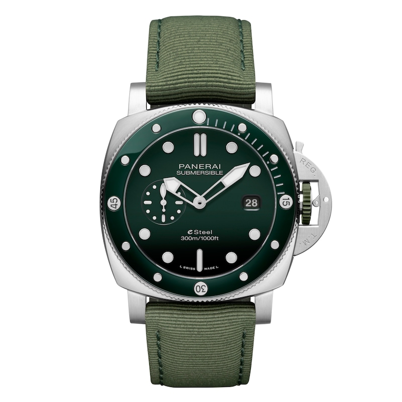 Main Image 1 of Panerai Submersible Quarantaquattro Verde Smeraldo Men's Khaki Green Dial & Fabric Watch