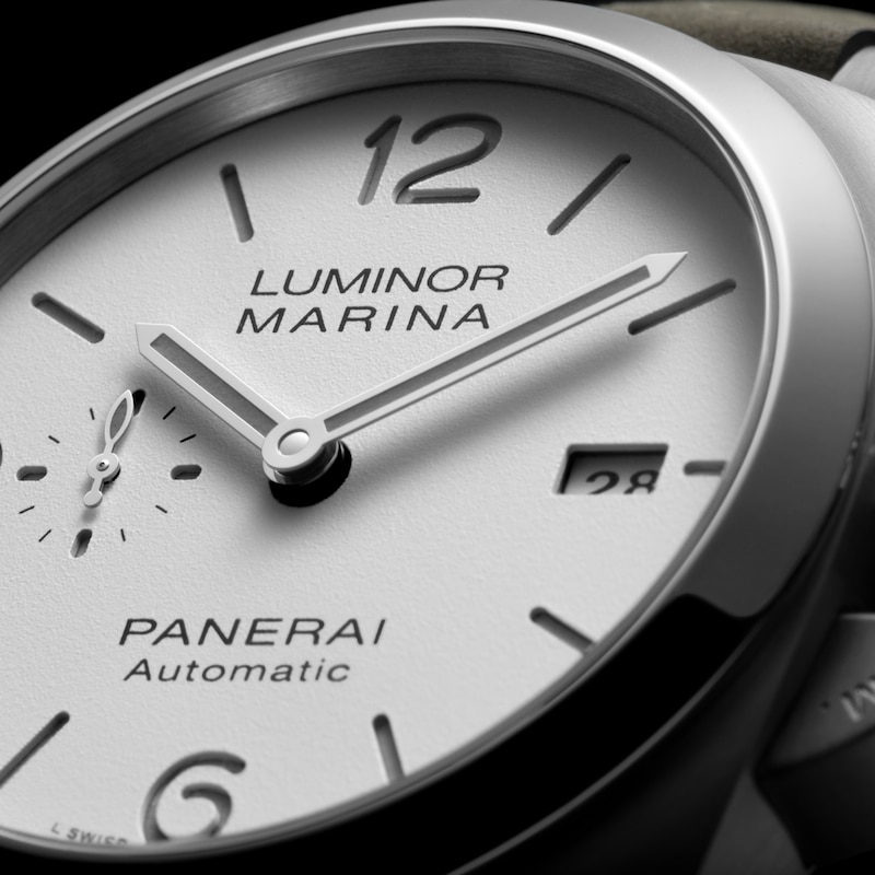 Panerai Luminor Marina 44mm Men's White Dial & Grey Leather Strap Watch