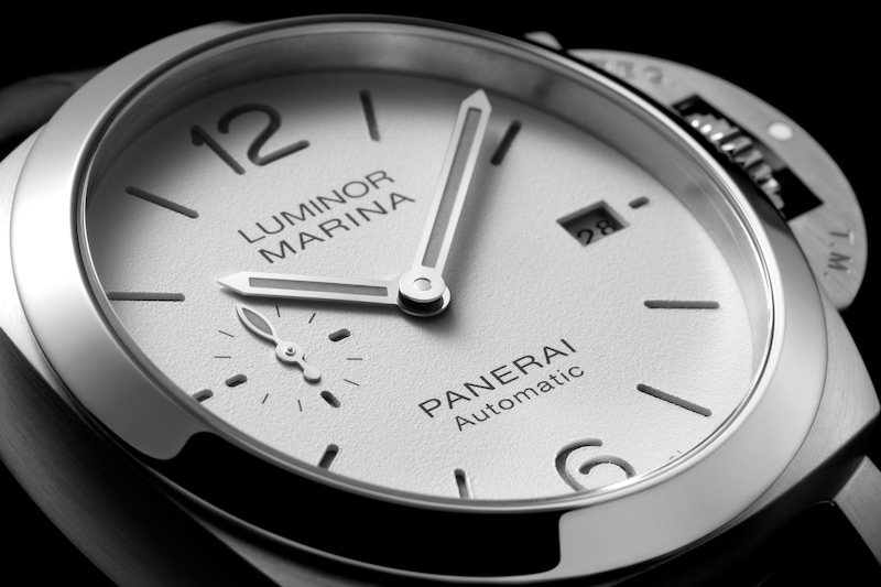 Panerai Luminor Quaranta 40mm Men's White Dial & Black Leather Strap Watch