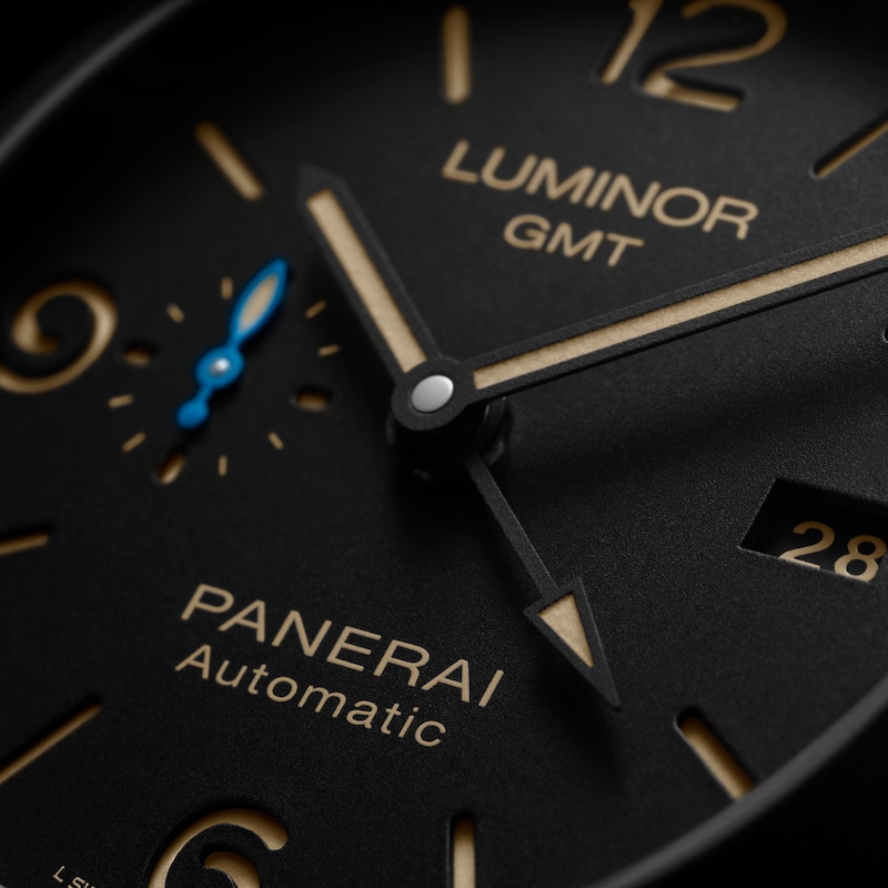 Panerai Luminor Gmt 44mm Men's Black Leather Strap Watch