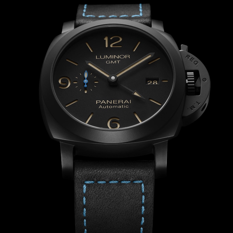 Panerai Luminor Gmt 44mm Men's Black Leather Strap Watch