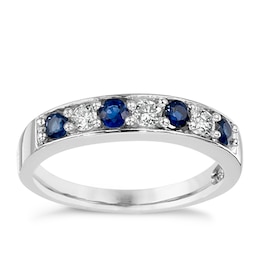 18ct White Gold Sapphire & 0.20ct Diamond Eternity Ring