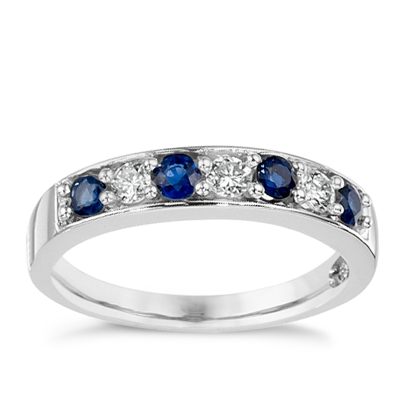 Main Image 1 of 18ct White Gold Sapphire & 0.20ct Diamond Eternity Ring
