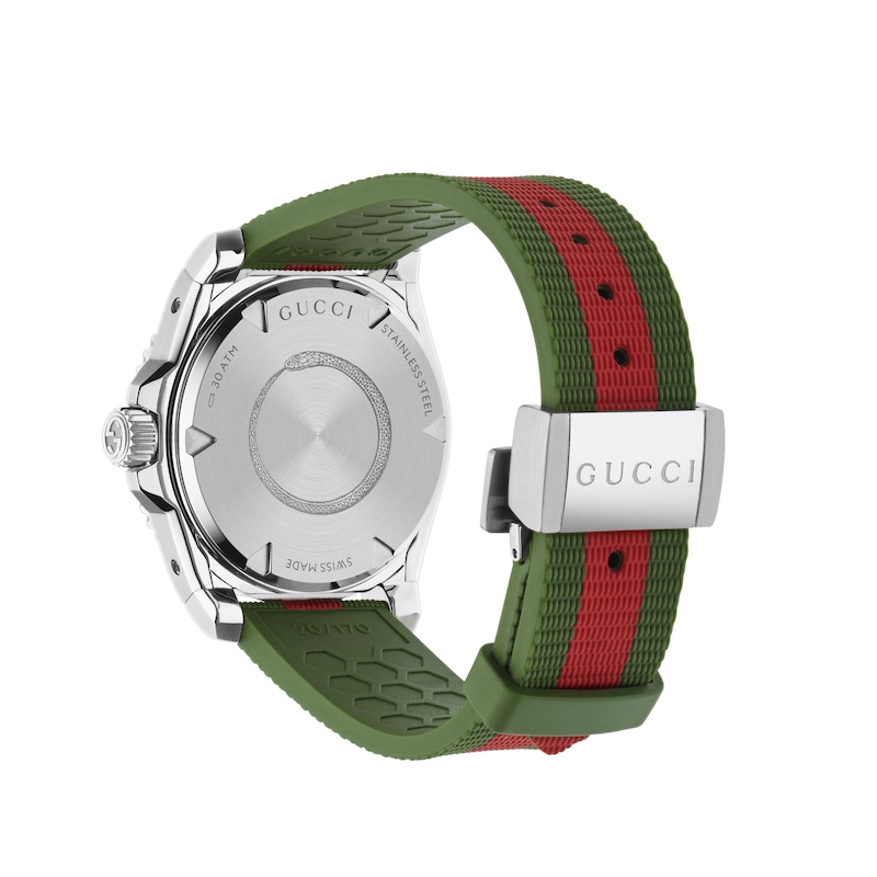 Gucci Dive Automatic 40mm Green & Red Rubber Strap Watch