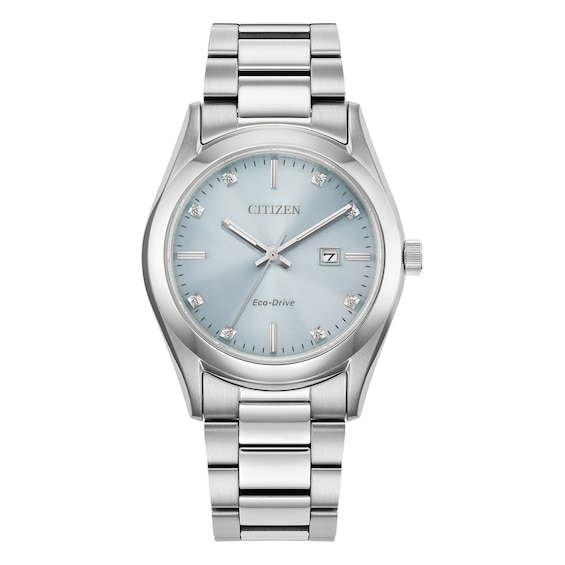 Citizen Eco-Drive Ladies’ Blue Diamond Dial & Stainless Steel Watch