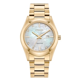 Citizen Eco-Drive Diamond Mother Of Pearl Dial & Gold-Tone Bracelet Watch