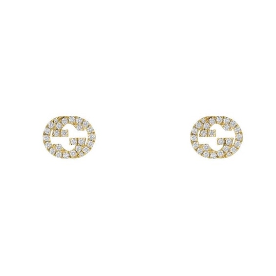 Gucci Interlocking G 18ct Yellow Gold Diamond Stud Earrings