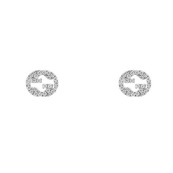 Gucci Interlocking 18ct White Gold Diamond Stud Earrings