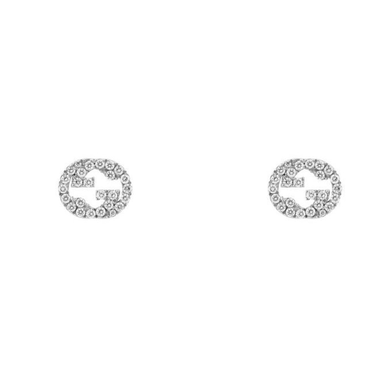 Gucci Interlocking 18ct White Gold Diamond Stud Earrings