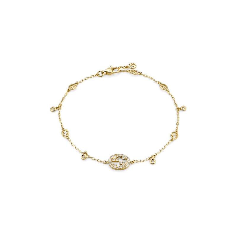 Gucci Interlocking 18ct Yellow Gold Diamond Bracelet