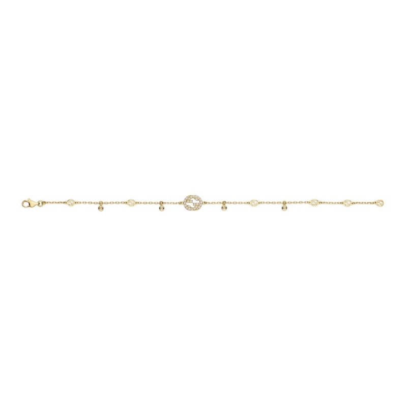 Gucci Interlocking 18ct Yellow Gold Diamond Bracelet