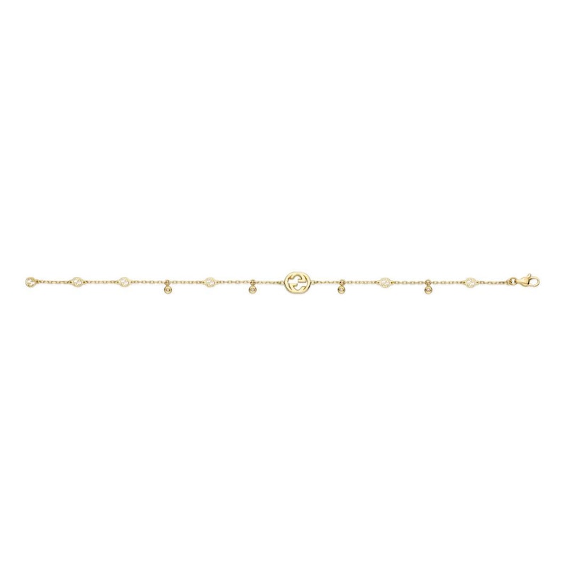 Gucci Interlocking 18ct Yellow Gold Diamond Bracelet