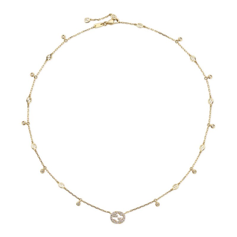 Main Image 1 of Gucci Interlocking 18ct Yellow Gold 0.27ct Diamond Necklace