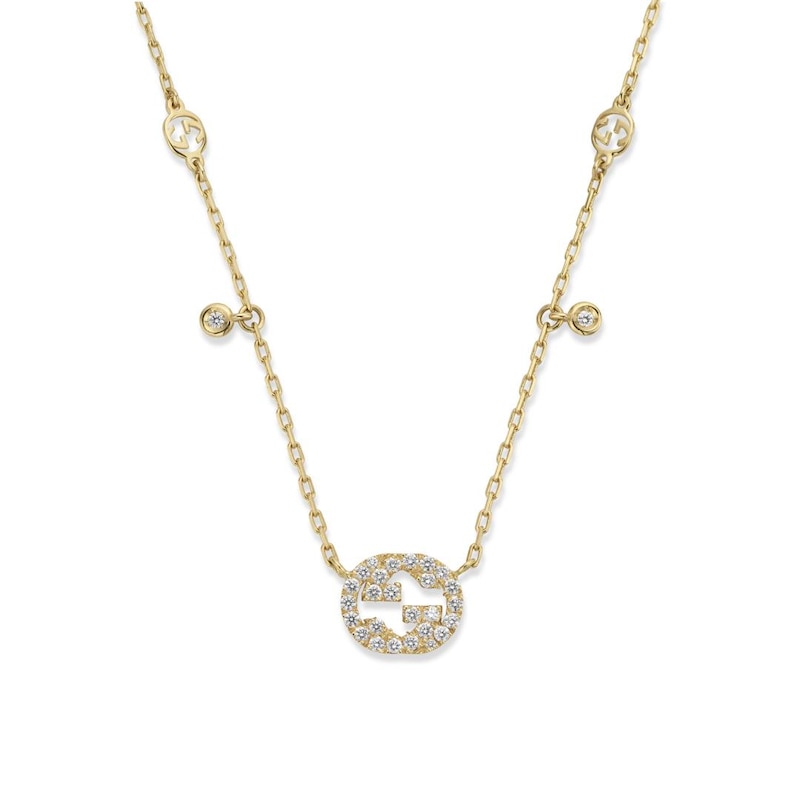 Gucci Interlocking 18ct Yellow Gold 0.27ct Diamond Necklace
