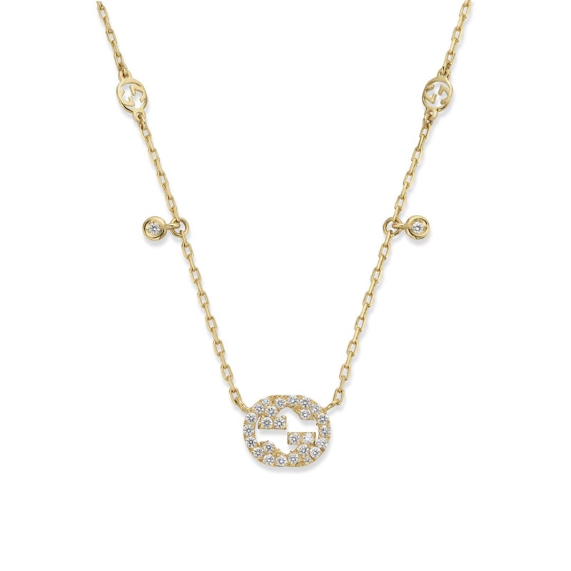 Main Image 3 of Gucci Interlocking 18ct Yellow Gold 0.27ct Diamond Necklace
