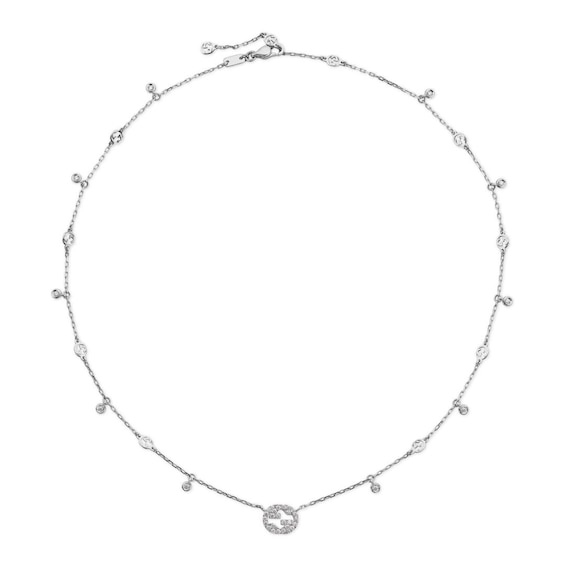 Gucci Interlocking G 18ct White Gold 0.27ct Diamond Necklace