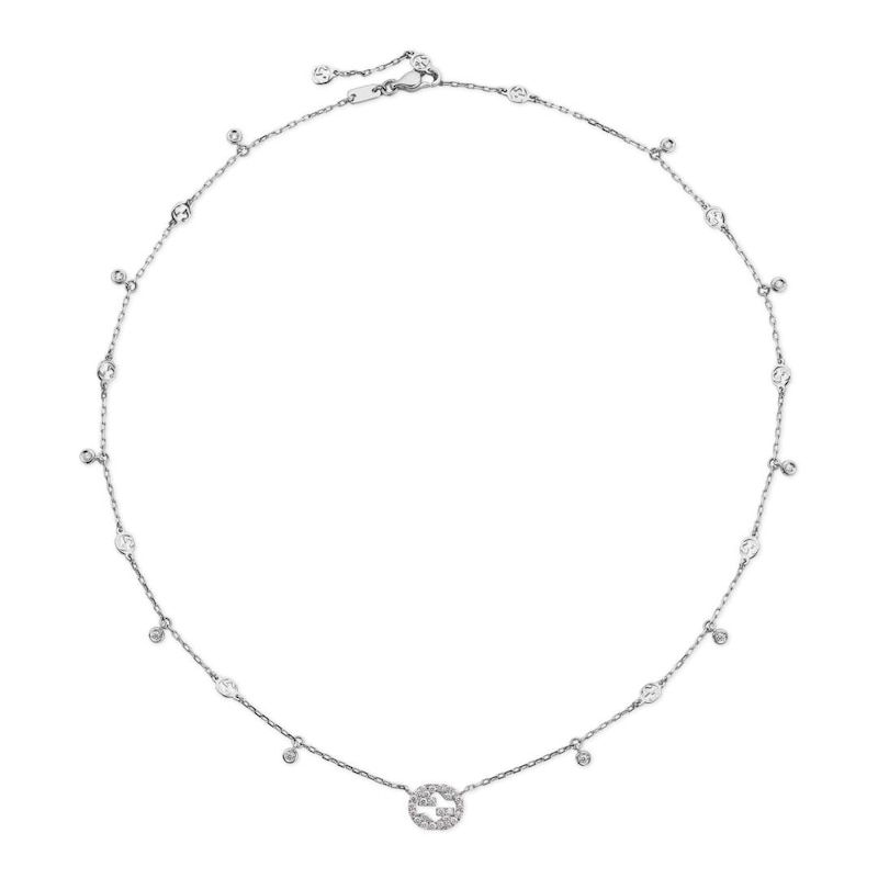 Gucci Interlocking 18ct White Gold 0.27ct Diamond Necklace