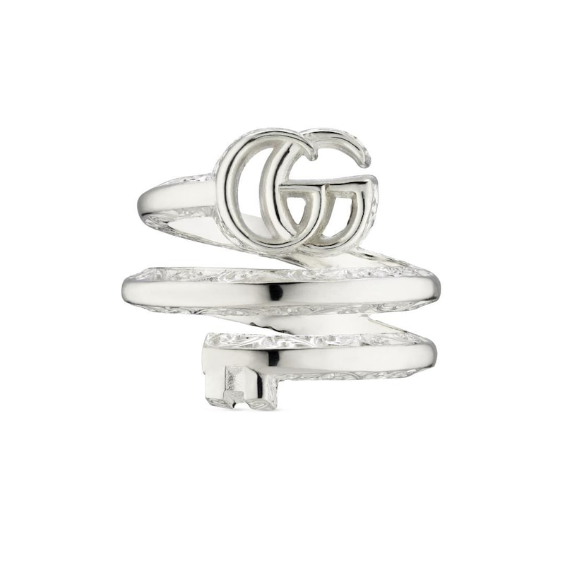 Gucci GG Marmont Silver Swirl Ring Size M-N