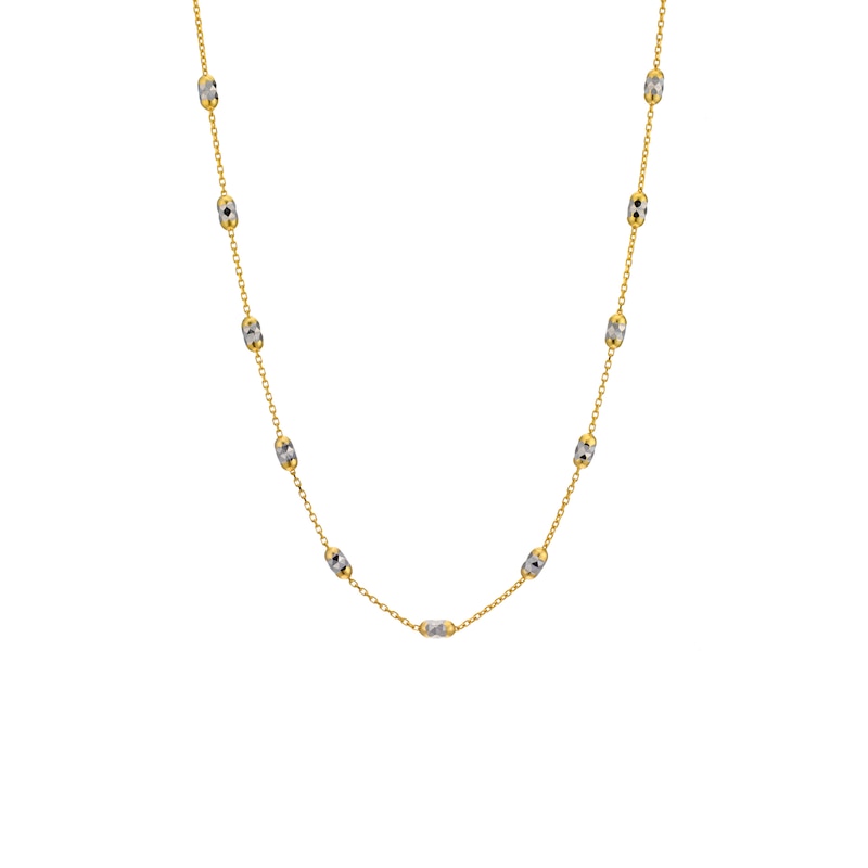 9ct Two-Tone Diamond Cut Station Chain