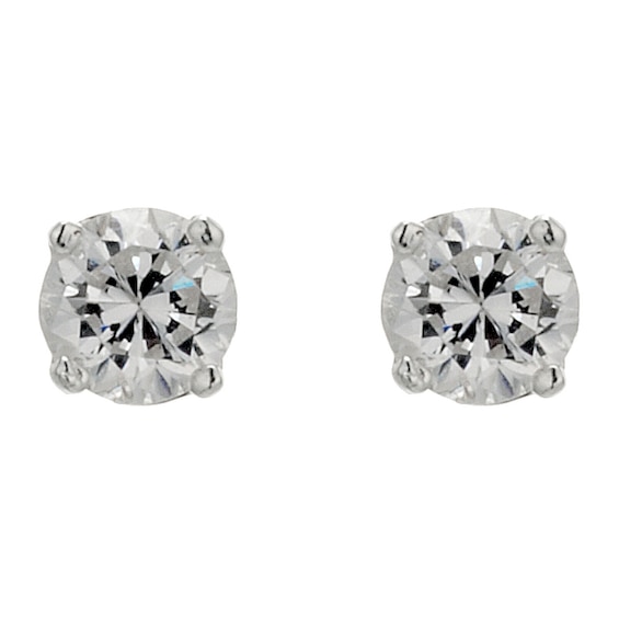 Sterling Silver Cubic Zirconia 4mm Stud Earrings by Ernest Jones