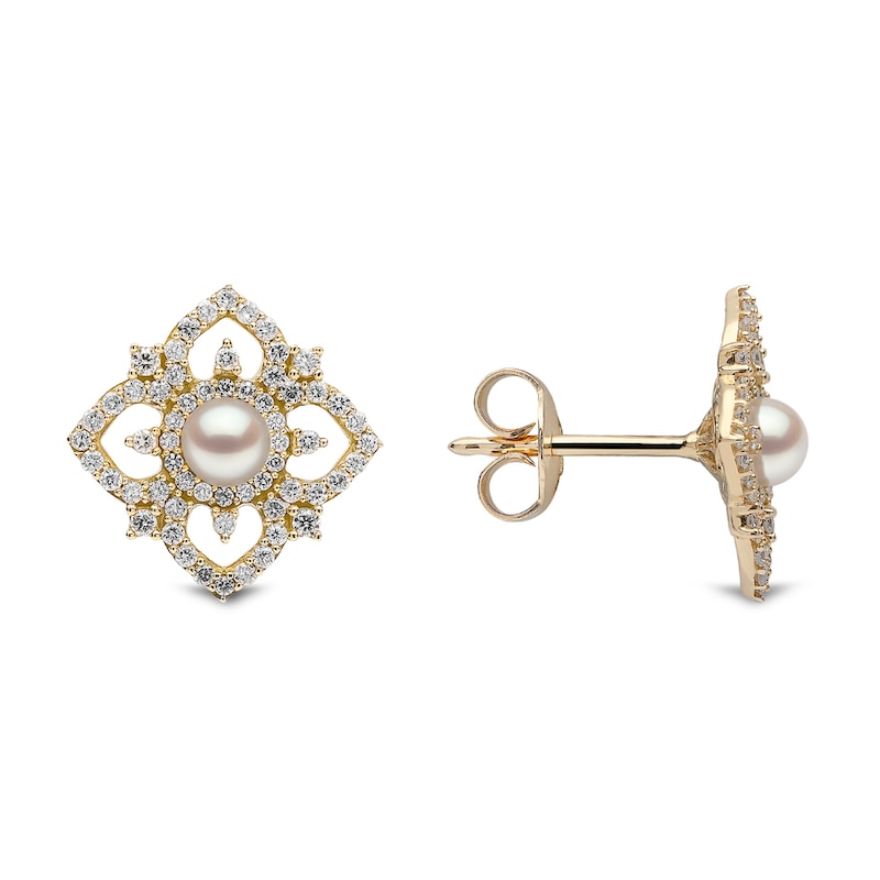 Yoko London Petal 18ct Yellow Gold Akoya Pearl 0.46ct Diamond Earrings