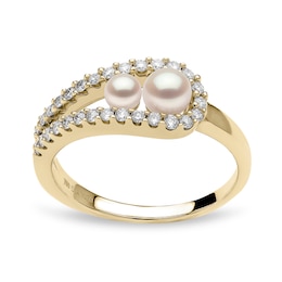Yoko London Sleek 18ct Yellow Gold Freshwater Akoya Pearl Diamond Ring
