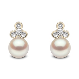 Yoko London Trend 18ct Yellow Gold Freshwater Pearl 0.16 Diamond  Earrings