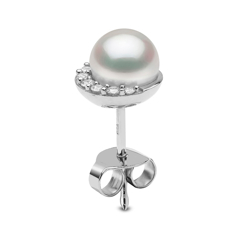 Yoko London Trend 18ct White Gold Freshwater Pearl 0.12ct Diamond Earrings