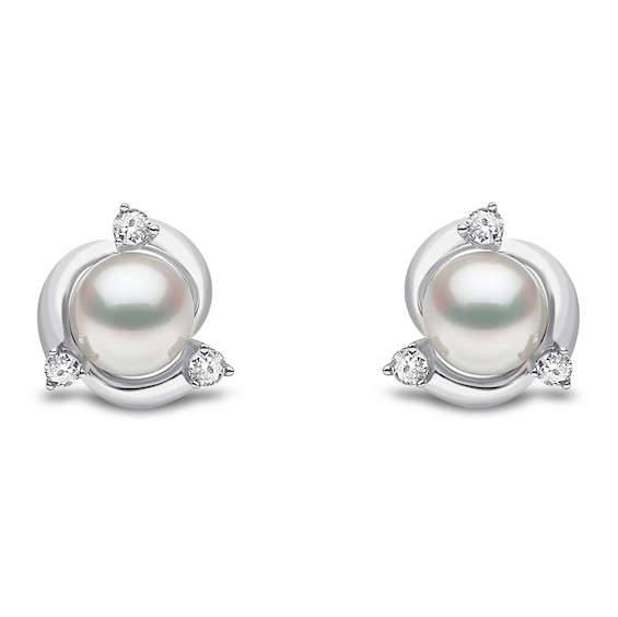 Yoko London Trend 18ct White Gold Freshwater Pearl 0.13ct Diamond Earrings