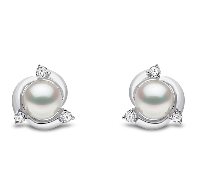 Main Image 1 of Yoko London Trend 18ct White Gold Freshwater Pearl 0.13ct Diamond Earrings