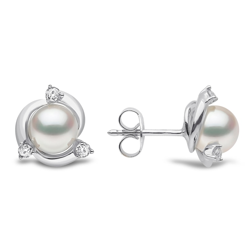 Main Image 2 of Yoko London Trend 18ct White Gold Freshwater Pearl 0.13ct Diamond Earrings