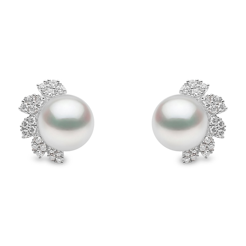 Yoko London Trend 18ct White Gold Freshwater Pearl 0.20ct Diamond Earrings