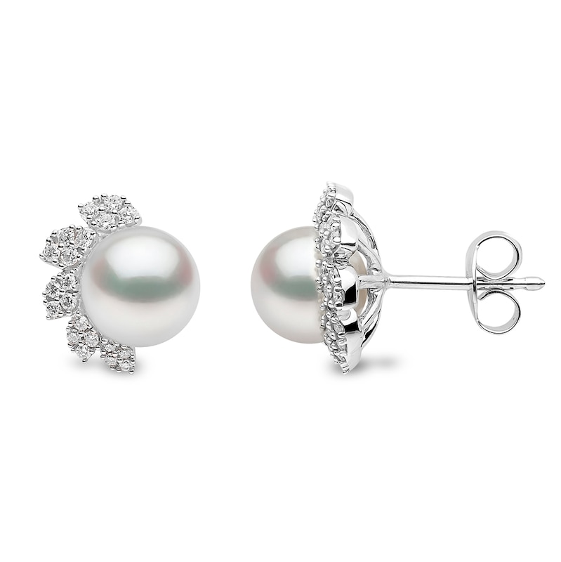 Yoko London Trend 18ct White Gold Freshwater Pearl 0.20ct Diamond Earrings