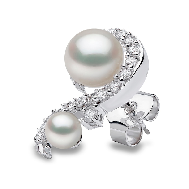 Yoko London Trend 18ct White Gold Freshwater Pearl 0.27ct Diamond Earrings