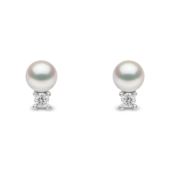 Yoko London Trend 18ct White Gold Freshwater Pearl 0.04ct Diamond Earrings