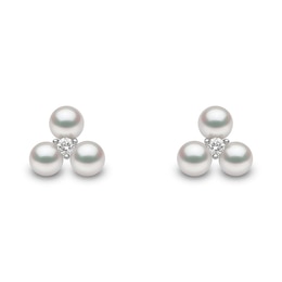 Yoko London Trend 18ct White Gold Freshwater Pearl 0.03ct Diamond Earrings