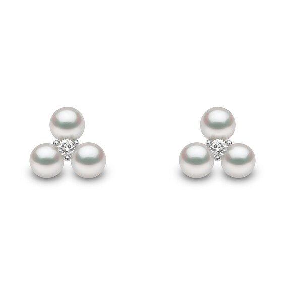 Yoko London Trend 18ct White Gold Freshwater Pearl Diamond Earrings