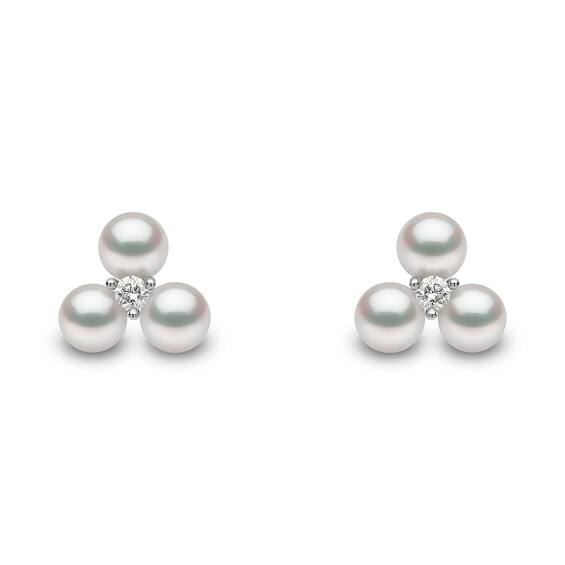 Yoko London Trend 18ct White Gold Freshwater Pearl 0.03ct Diamond Earrings