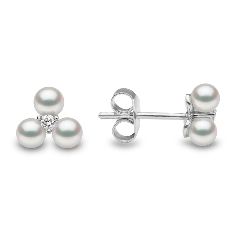 Yoko London Trend 18ct White Gold Freshwater Pearl 0.03ct Diamond Earrings