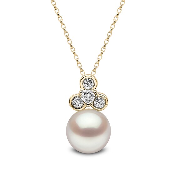 Yoko London Trend 18ct Yellow Gold Freshwater Pearl Diamond Pendant