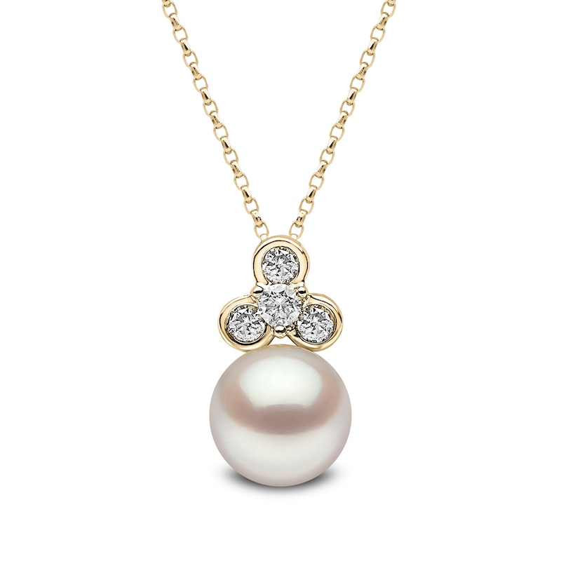 Yoko London Trend 18ct Yellow Gold Freshwater Pearl 0.08ct Diamond Pendant