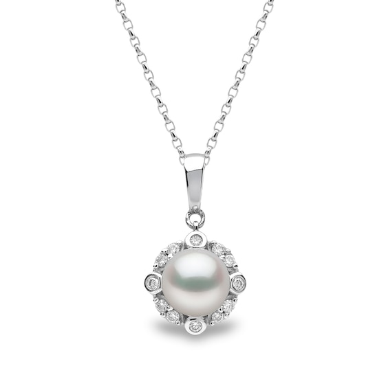 Yoko London Trend 18ct White Gold Freshwater Pearl 0.11ct Diamond Pendant