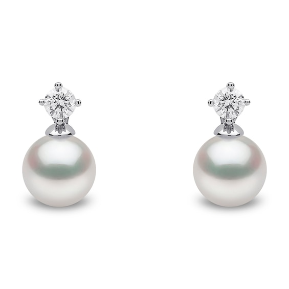 Yoko London Classic 18ct White Gold Akoya Pearl 0.20ct Diamond Earrings