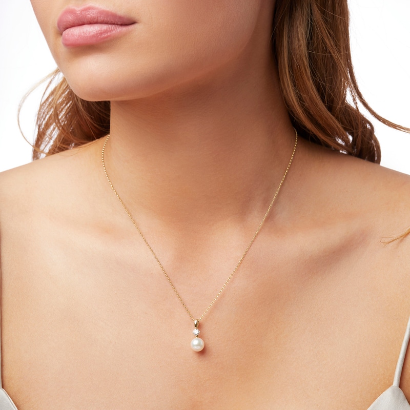 Main Image 4 of Yoko London Classic 18ct Yellow Gold Akoya Pearl 0.20ct Diamond Pendant