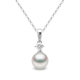Yoko London Classic 18ct White Gold Akoya Pearl 0.20ct Diamond Pendant