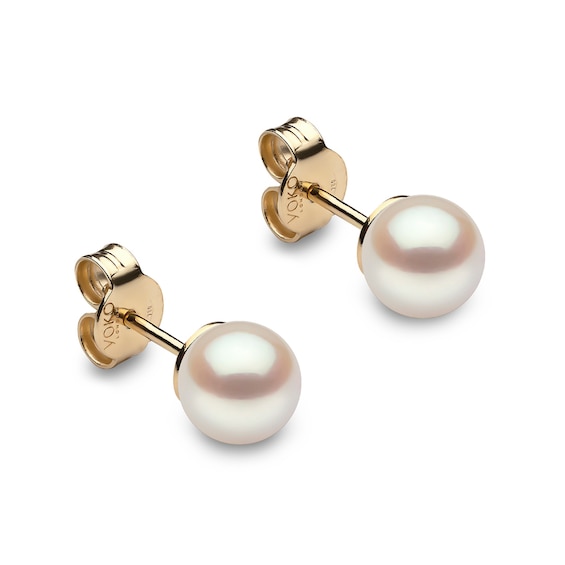 Yoko London Classic 18ct Yellow Gold Akoya Pearl 6mm Stud Earrings