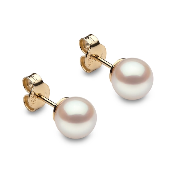 Yoko London Classic 18ct Yellow Gold Akoya Pearl 7mm Stud Ea