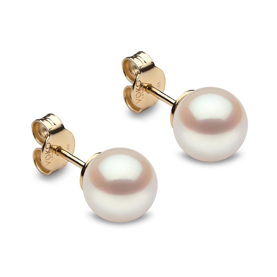 Yoko London Classic 18ct Yellow Gold Akoya Pearl 8mm Stud Earrings