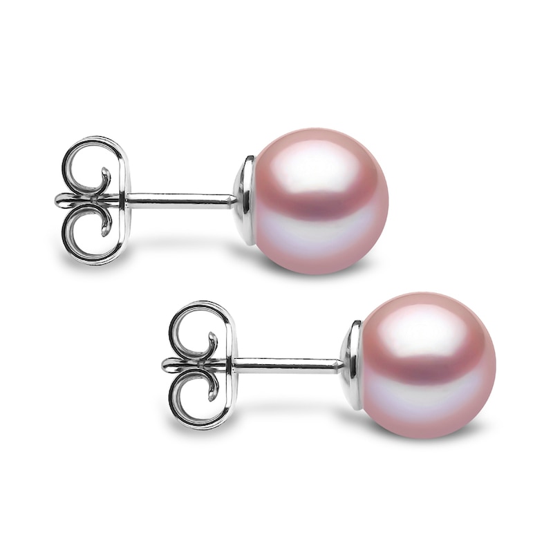 Yoko London Classic 18ct White Gold Pink Freshwater Pearl Stud Earrings